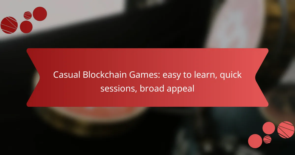 Casual Blockchain Games: easy to learn, quick sessions, broad appeal